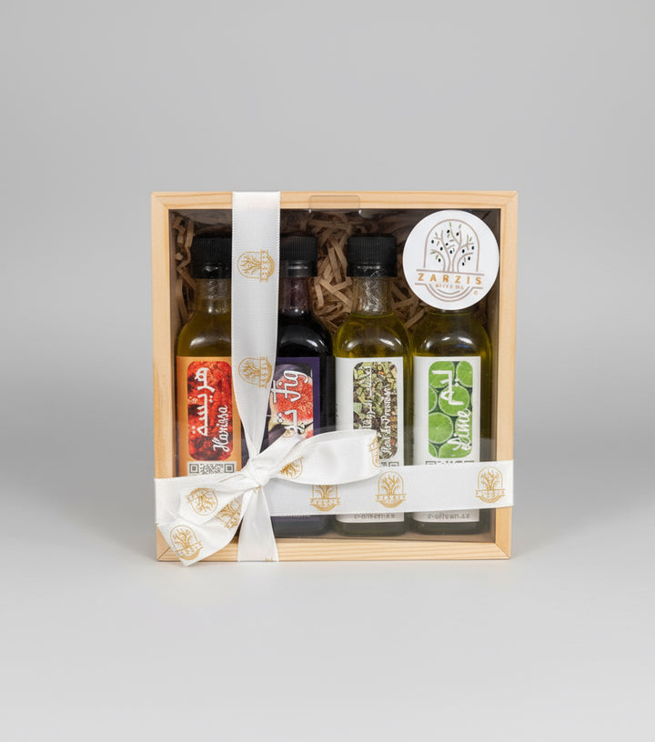 Set of 4 Infused Organic Olive Oil -Lime + Herb Province + Fig + Harissa(4 x 60ml)