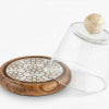 Glass container with Artisanal wooden artwork