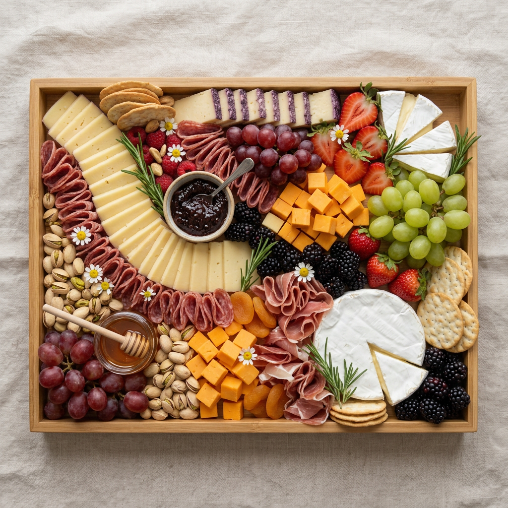 Large grazing board, AI-generated serving suggestion